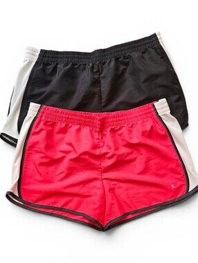 Danskin Now Athletic Running Shorts Bundle Set of 2 Red and Black White  XL